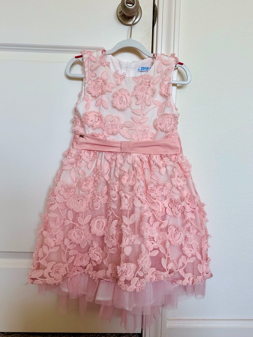 Mayoral Girl’s Pink Floral Embroidered Party Dress